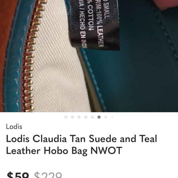 Lodis Claudia Suede Hobo Bag in Tan and Teal - Picture 6 of 9